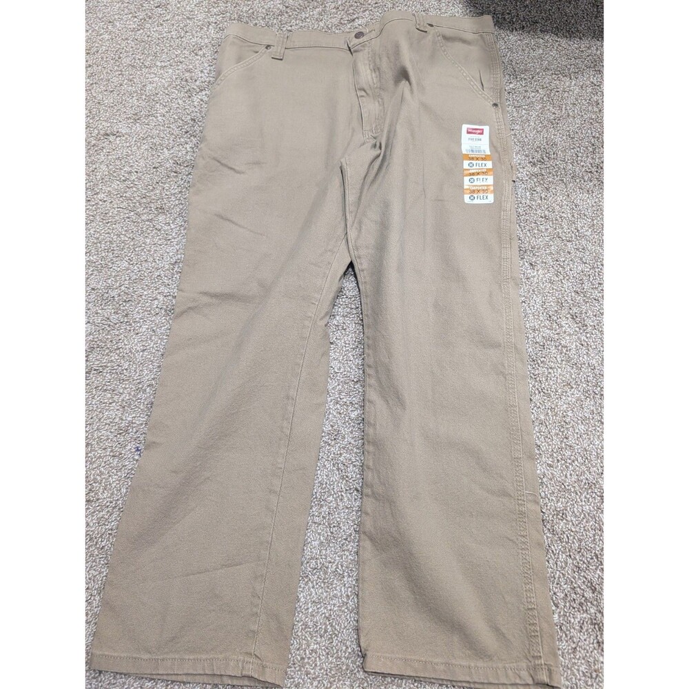 Wrangler Men's Five Star Carpenter Jeans Flex For Comfort Brown Beige 38x30 NWT
